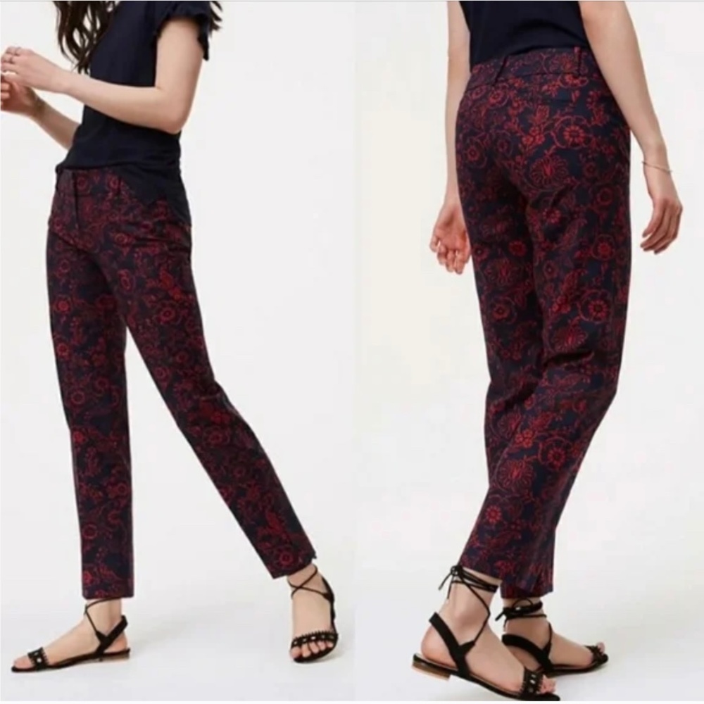 Ann Taylor LOFT Julie The Rivera Pants Size 6 in a Red Floral Print